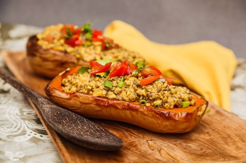 Pumpkin Stuffed with Spicy Eggplant