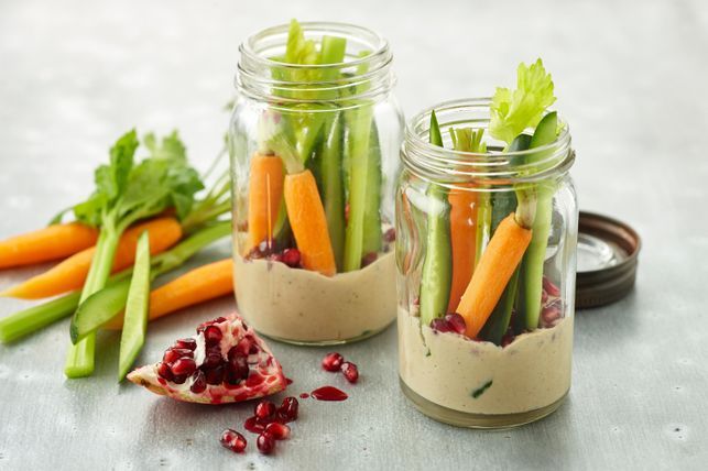 Salad Sticks with Hummus and Pumpernickel Bread