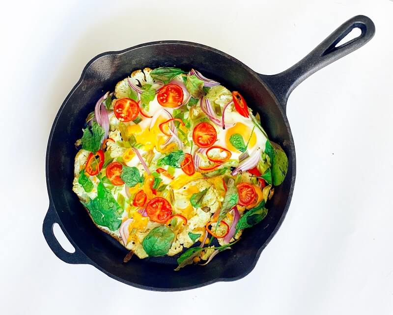 Skillet Cauliflower Eggs