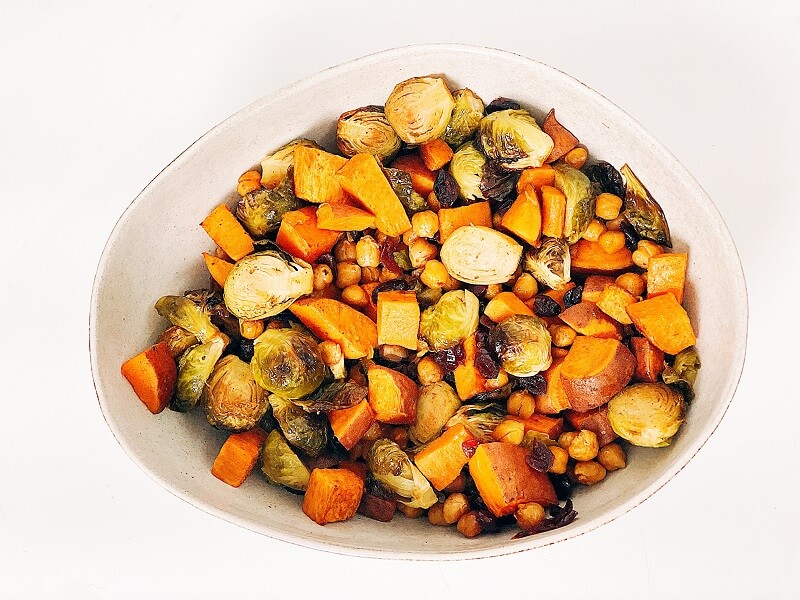 Brussels, Sweet Potato & Chickpea Salad