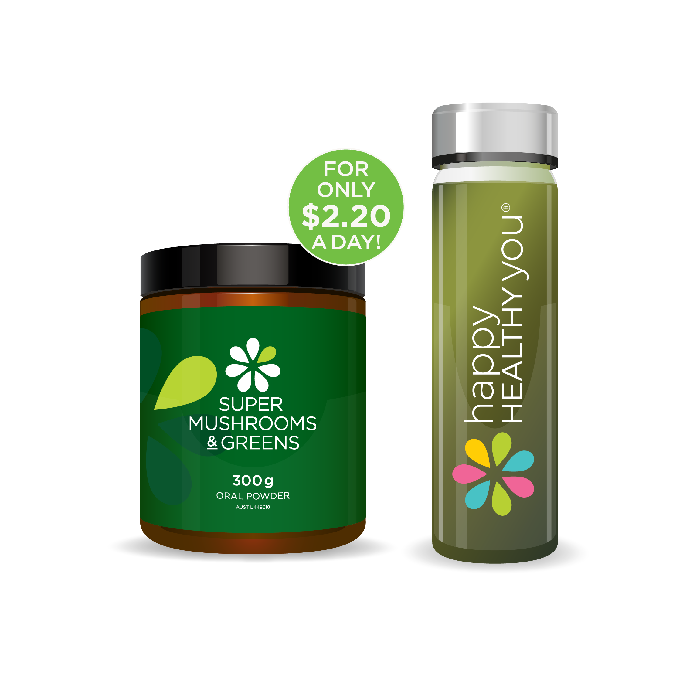 Super Mushrooms & Greens and Drinking Bottle
